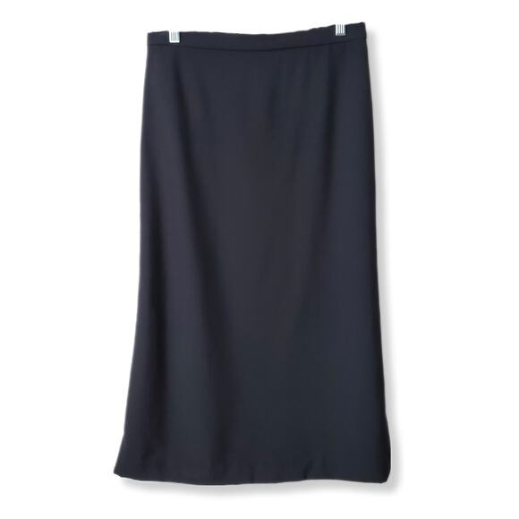 90s Y2K J Crew Black Italian Wool Tuxedo Midi Skirt M Cocktail Elegant Career - Picture 1 of 13